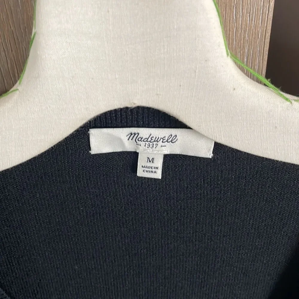Madewell wool V-neck pullover sweater black size medium